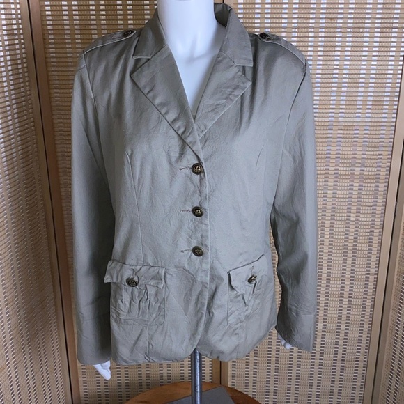 🔷Twiggy London Military Style Khaki Cotton Jacket Size Large - Picture 1 of 7